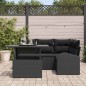 vidaXL Set di Divani da Giardino 5 Pezzi con Cuscini in Rattan Nero