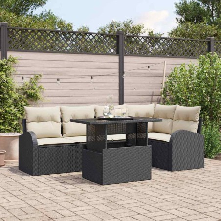 vidaXL Set di divani da giardino 6 pezzi con cuscini in rattan nero