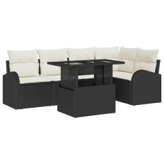vidaXL Set di divani da giardino 6 pezzi con cuscini in rattan nero