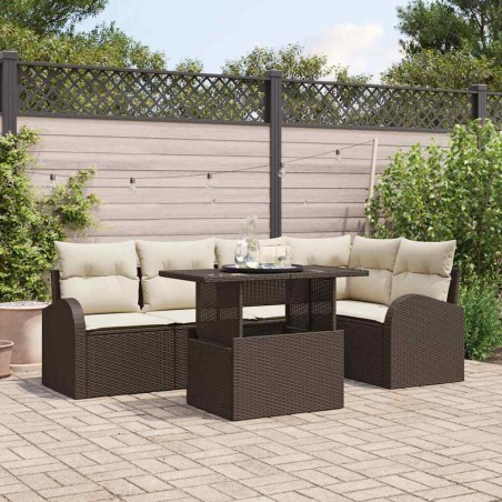 vidaXL Set Giardino 6 Pezzi con Cuscini in Rattan Sintetico Marrone