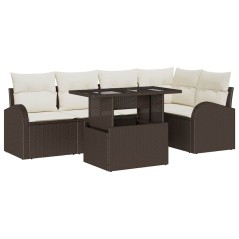 vidaXL Set Giardino 6 Pezzi con Cuscini in Rattan Sintetico Marrone