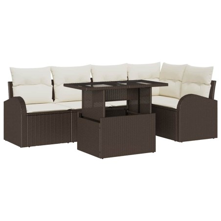vidaXL Set Giardino 6 Pezzi con Cuscini in Rattan Sintetico Marrone