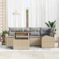 vidaXL Set di divani da giardino da 6 pezzi con cuscini beige in polyrattan