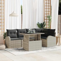 vidaXL Set da Giardino 6 Pezzi con Cuscini Grigio Chiaro in Rattan Plastico