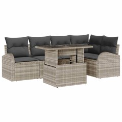 vidaXL Set da Giardino 6 Pezzi con Cuscini Grigio Chiaro in Rattan Plastico