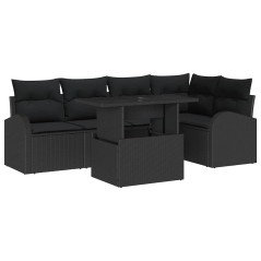 vidaXL Set da Giardino 6 Pezzi con Cuscini in Rattan Sintetico Nero