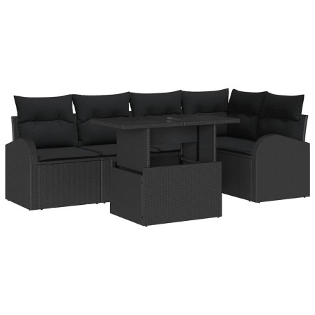 vidaXL Set da Giardino 6 Pezzi con Cuscini in Rattan Sintetico Nero