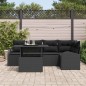 vidaXL Set da Giardino 6 Pezzi con Cuscini in Rattan Sintetico Nero