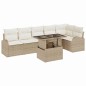 vidaXL Set divano da giardino 7 pezzi con cuscini beige in rattan sintetico vidaXL Set divano da giardino 7 pezzi con cuscini beige in rattan sintetico