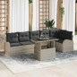 vidaXL Set da giardino con 7 pezzi e cuscini grigio chiaro in rattan