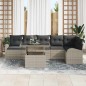 vidaXL Set da giardino con 7 pezzi e cuscini grigio chiaro in rattan
