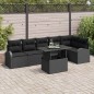 vidaXL Set divano da giardino 7 pezzi con cuscini in rattan sintetico nero