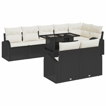 vidaXL Set di divano da giardino 9 pezzi con cuscini neri in polirattan