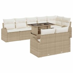 vidaXL Set da giardino 9 pezzi con cuscini beige in rattan sintetico