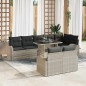 vidaXL Set di divani da giardino da 9 pezzi con cuscini grigio chiaro in rattan sintetico