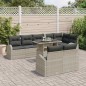 vidaXL Set di divani da giardino da 9 pezzi con cuscini grigio chiaro in rattan sintetico