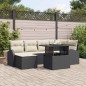 vidaXL Set da giardino 7 pezzi con cuscini in polirattan neri
