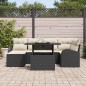 vidaXL Set da giardino 7 pezzi con cuscini in polirattan neri