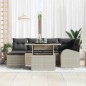 vidaXL Set di Sofà da Giardino a 7 Pezzi con Cuscini in Rattan Sintetico Grigio Chiaro