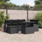 vidaXL Set di divani da giardino 7 pezzi con cuscini in polyrattan nero