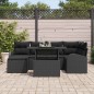 vidaXL Set di divani da giardino 7 pezzi con cuscini in polyrattan nero