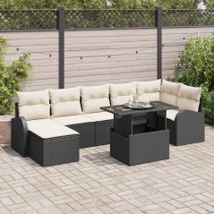 vidaXL Set Divano da Giardino 8 Pezzi con Cuscini in Rattan Sintetico Nero.