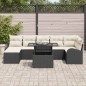vidaXL Set Divano da Giardino 8 Pezzi con Cuscini in Rattan Sintetico Nero.