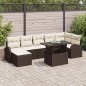 vidaXL Set di divani da giardino 8 pezzi con cuscini in rattan sintetico marrone
