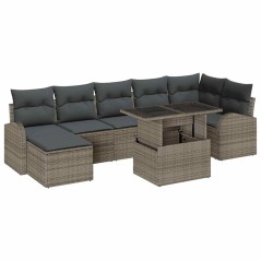 vidaXL Set di divani da giardino 8 pezzi con cuscini in rattan grigio
