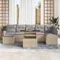 vidaXL Set giardino 8 pezzi con cuscini in polirattan beige