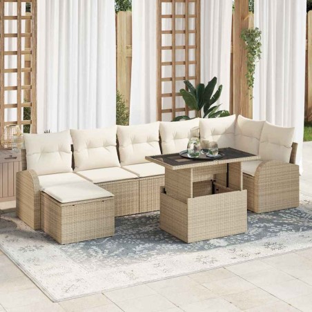 vidaXL Set da giardino 8 pezzi con cuscini in rattan sintetico beige
