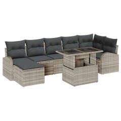 vidaXL Set Divani da Giardino 8 Pezzi con Cuscini Grigio Chiaro in Rattan Sintetico