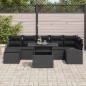 vidaXL Set Divano da Giardino 8 Pezzi con Cuscini in Poly Rattan Nero