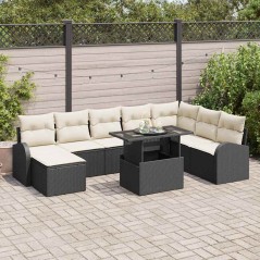 vidaXL Set da giardino a 9 pezzi con cuscini in rattan sintetico neri