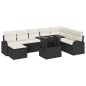 vidaXL Set da giardino a 9 pezzi con cuscini in rattan sintetico neri