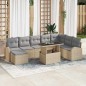 vidaXL Set di divani da giardino 9 pezzi con cuscini beige in rattan sintetico.