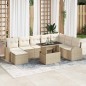 vidaXL Set di divani per il giardino in 9 pezzi con cuscini beige in rattan sintetico