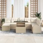 vidaXL Set di divani per il giardino in 9 pezzi con cuscini beige in rattan sintetico