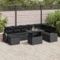 vidaXL Set di Divano da Giardino - 9 Pezzi con Cuscini in Rattan Sintetico Nero
