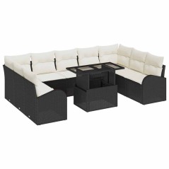 vidaXL Set da Giardino 10 Pezzi con Cuscini in Rattan Sintetico Nero