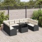 vidaXL Set da Giardino 10 Pezzi con Cuscini in Rattan Sintetico Nero