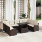 vidaXL Set da Giardino in 10 Pezzi con Cuscini in Poly Rattan Marrone