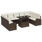 vidaXL Set da Giardino in 10 Pezzi con Cuscini in Poly Rattan Marrone