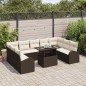 vidaXL Set da Giardino in 10 Pezzi con Cuscini in Poly Rattan Marrone