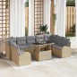 vidaXL Set divano da giardino di 10 pezzi con cuscini in polyrattan beige