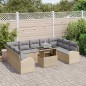 vidaXL Set divano da giardino di 10 pezzi con cuscini in polyrattan beige