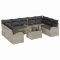 vidaXL Set di Divani da Giardino 10 Pezzi con Cuscini in Rattan Sintetico Grigio Chiaro