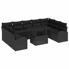 vidaXL Set di divani da giardino da 10 pezzi con cuscini in rattan sintetico nero