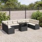 vidaXL Set di divani da giardino da 11 pezzi con cuscini in rattan sintetico nero
