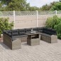 vidaXL Set Giardino 11 Pezzi con Cuscini in Rattan Grigio